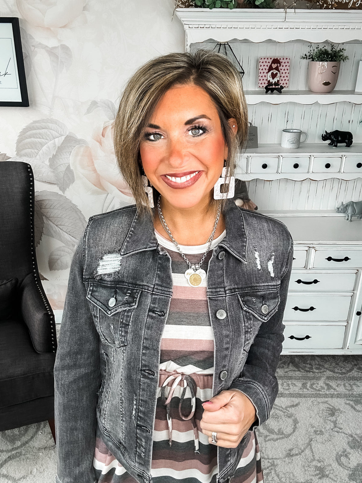 In A Flash Light Grey Jean Jacket