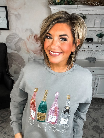 Meet Me At Midnight Faux Glitter Sweatshirt