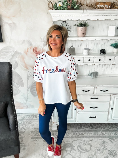 Let Freedom Ring Sequin Sleeve Top