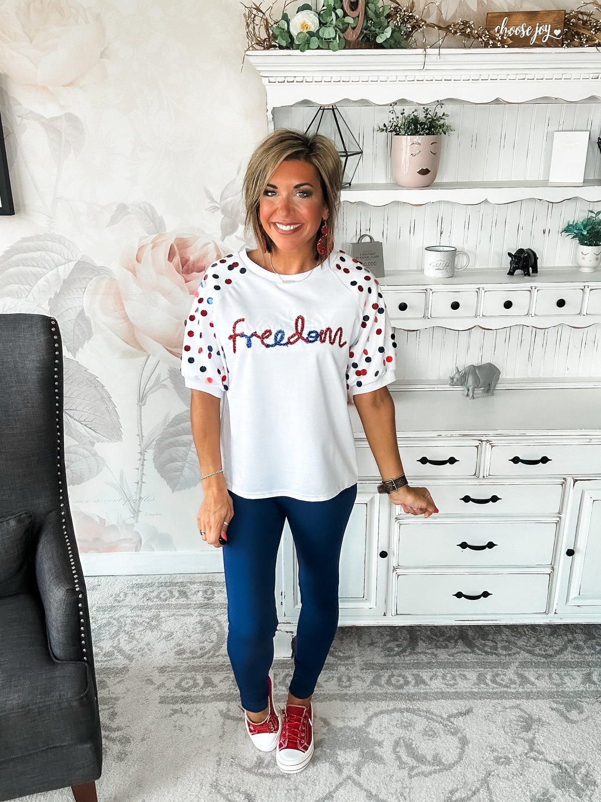 Let Freedom Ring Sequin Sleeve Top