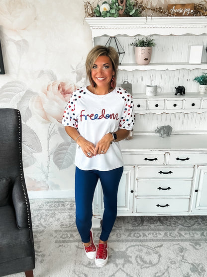 Let Freedom Ring Sequin Sleeve Top
