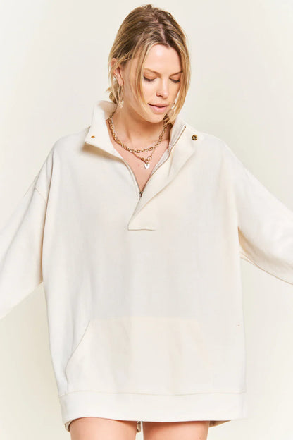 Let's Hang Half Zip Pullover - Cream