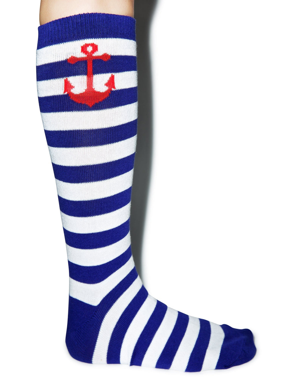 Anchor Stripe Socks - Light Blue