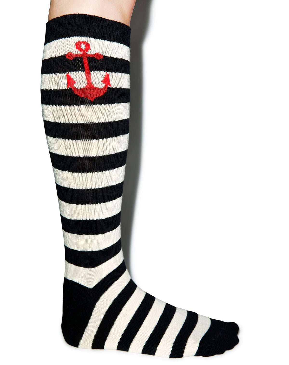 Anchor Stripe Socks - Light Blue
